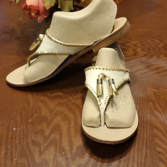 Jack Rogers sz 9 Alana Bone/Gold Dress Sandal - Picture 1 of 7